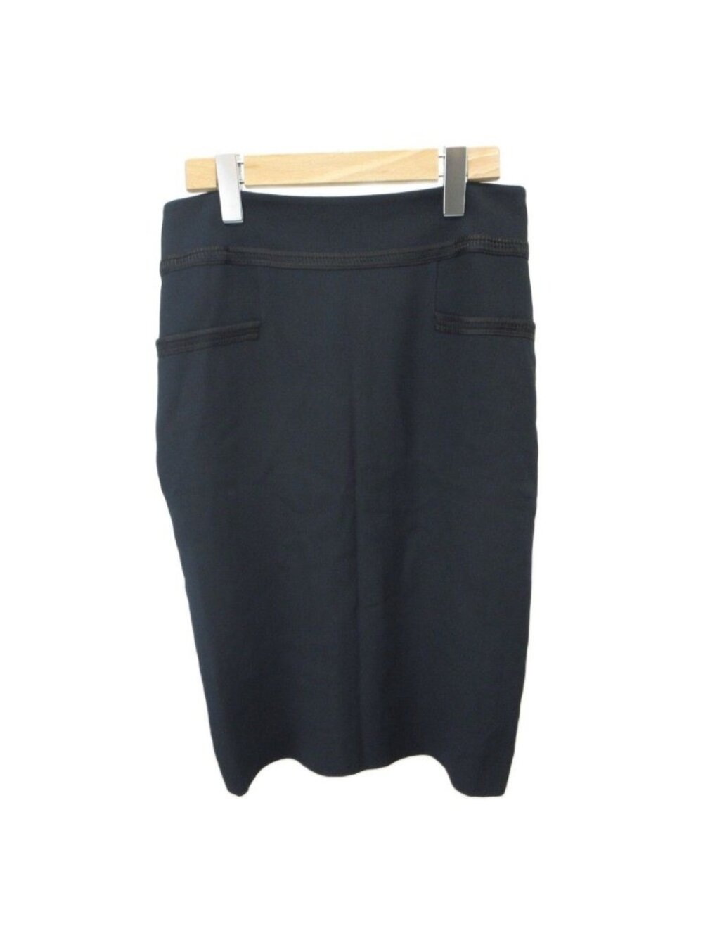 Chanel 02c Tight Skirt 38 Navy Knee Length Camellia Button PP